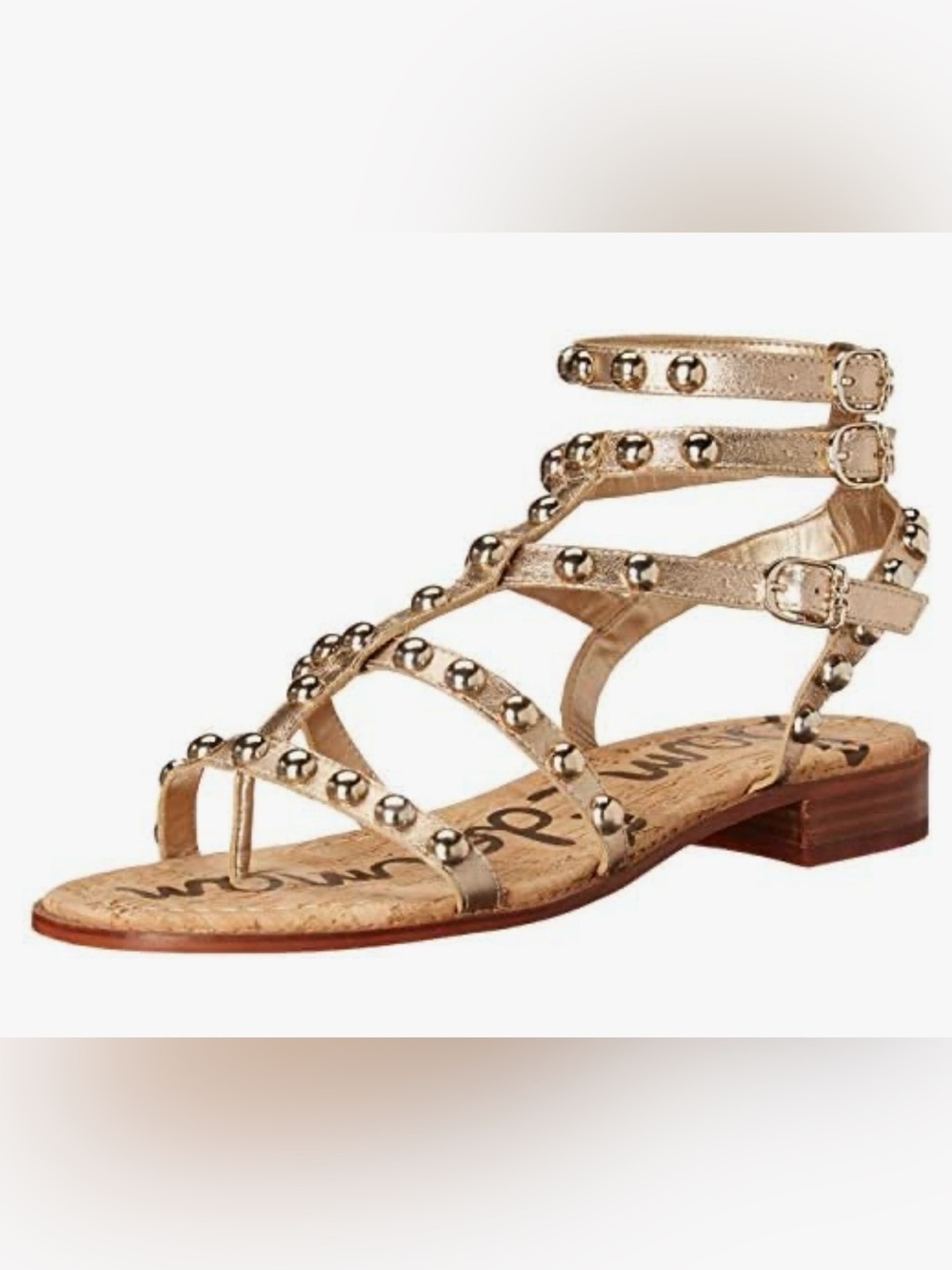 Sam Edelman Eavan Gold Leather Studded Gladiator Sandals - Picture 5 of 12